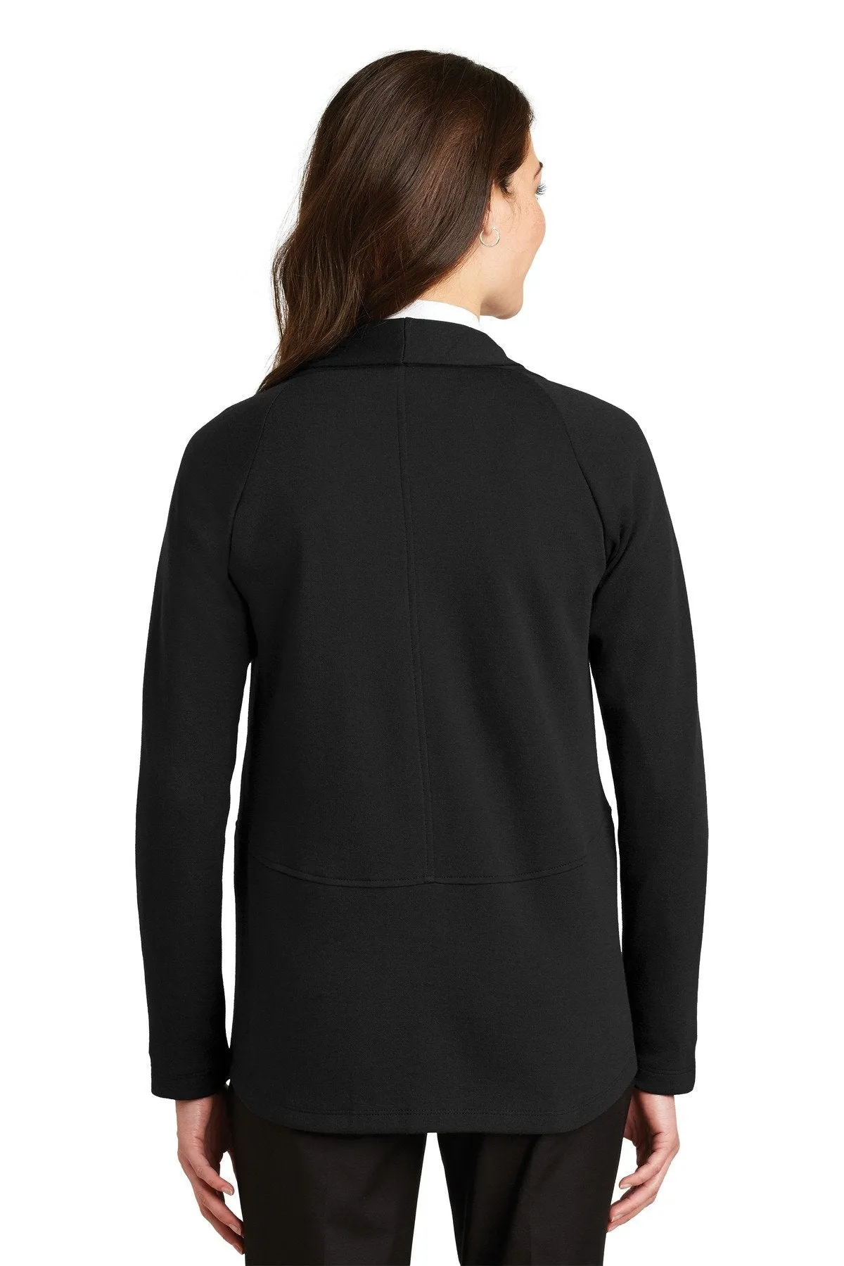 Port Authority Ladies Interlock Cardigan L807 Deep Black/ Charcoal Heather