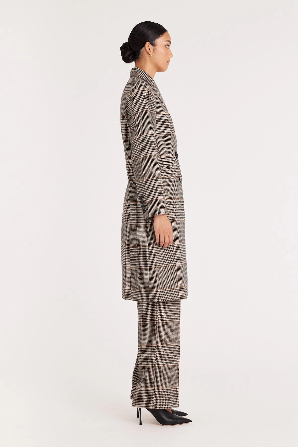 Princeton Longline Coat - Chocolate/Check