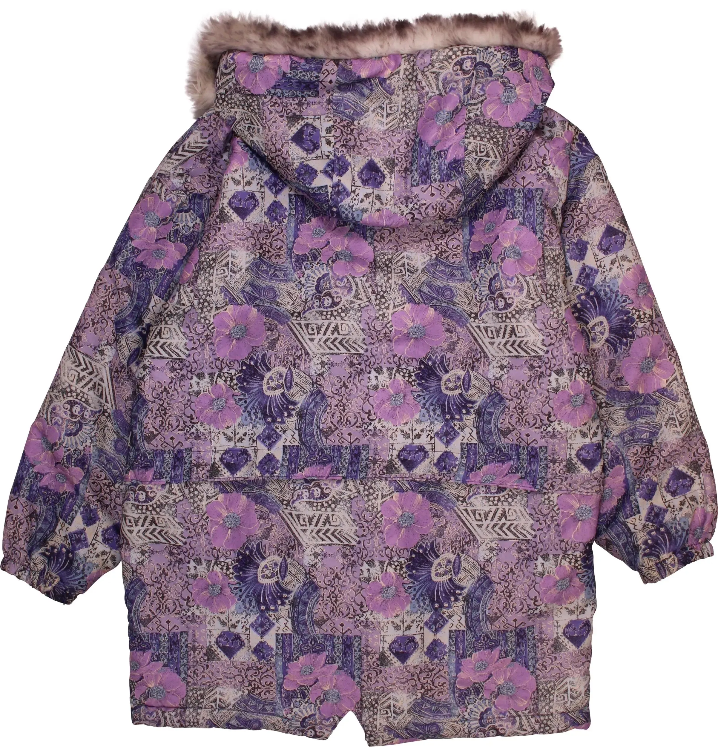 Purple Floral Puffer Coat | ThriftTale