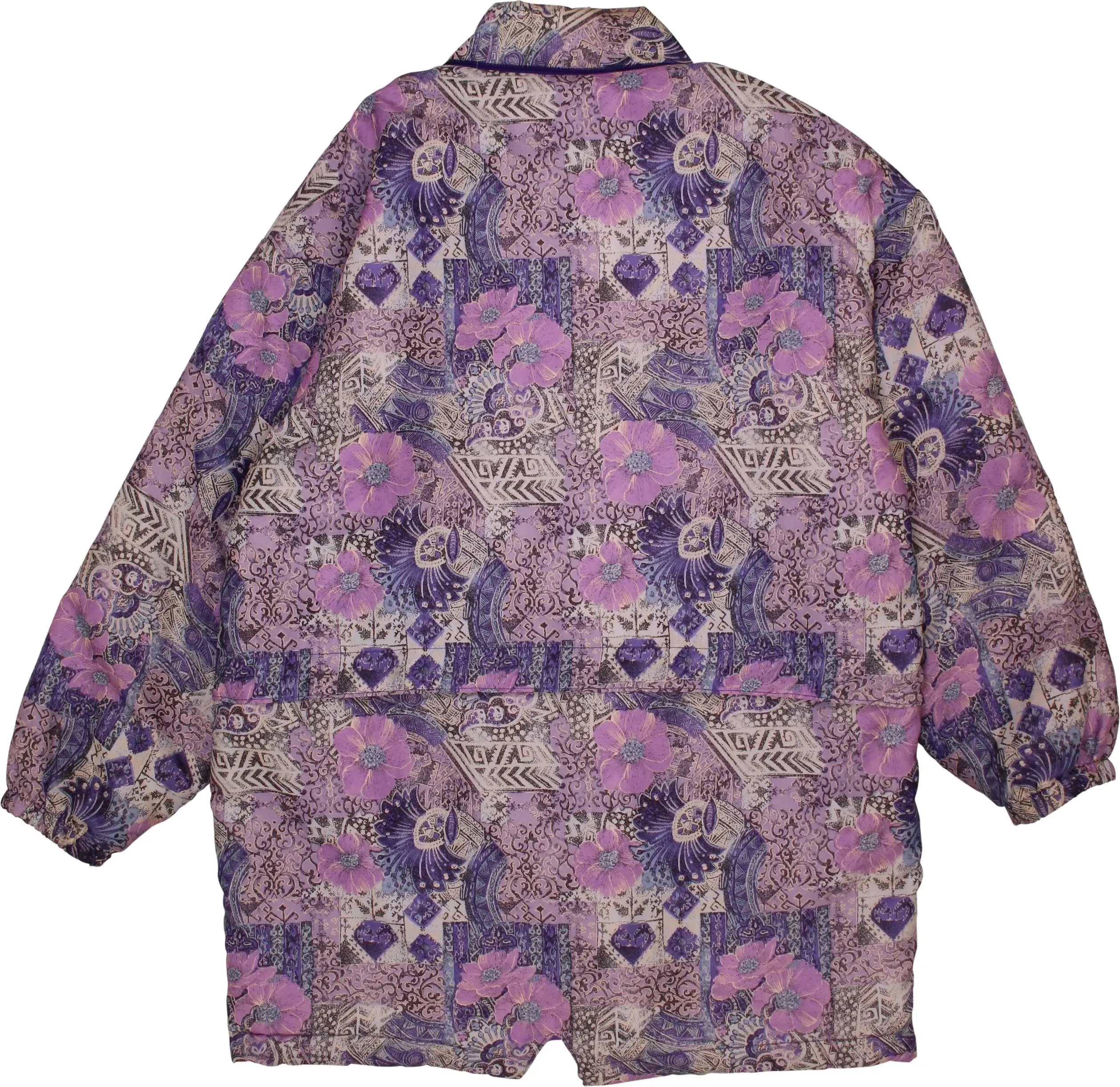 Purple Floral Puffer Coat | ThriftTale