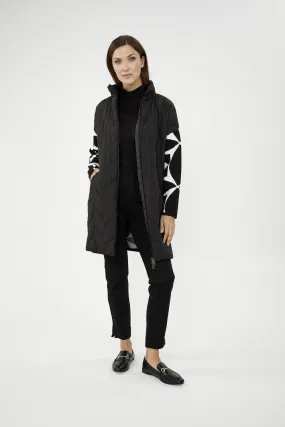 Quilted Geometric Knee-length Coat Style 243416