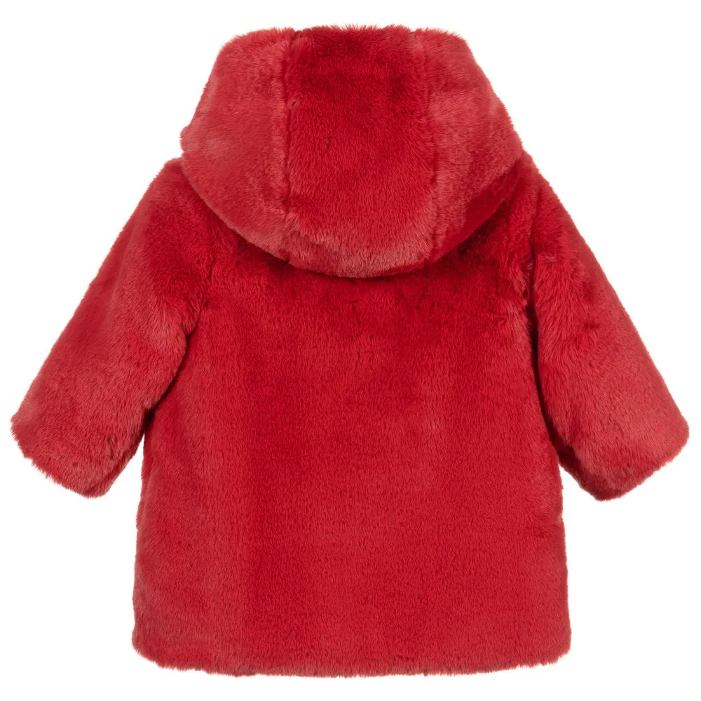 Red Faux Fur Baby Coat