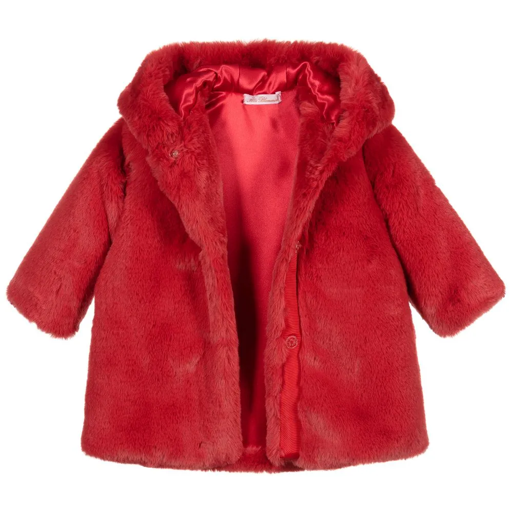 Red Faux Fur Baby Coat