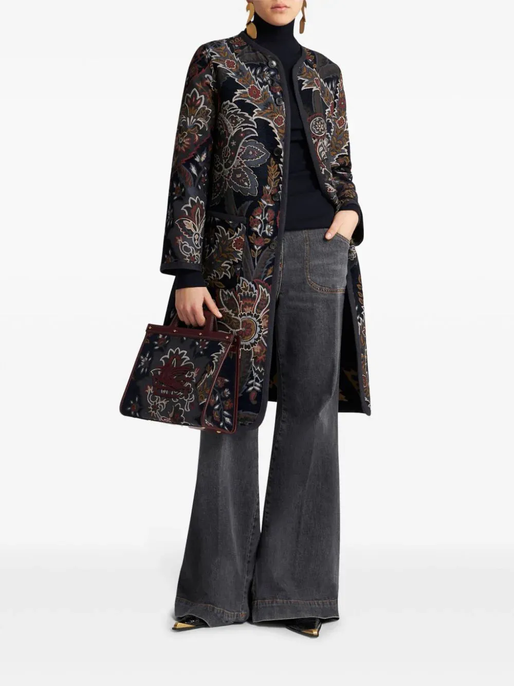 Reversible coat with paisley print