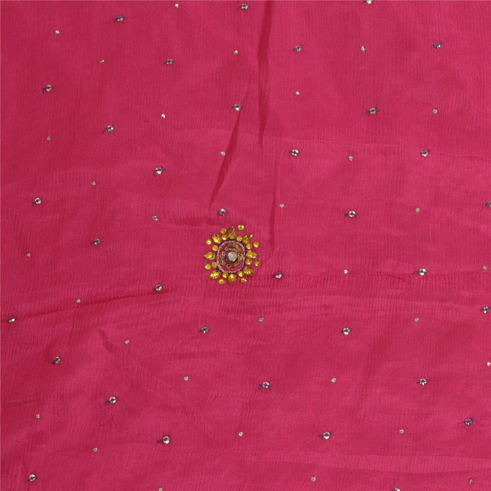 Sanskriti Vintage Dupatta Pink Long Stole Pure Silk Veil Hand Beaded Scarves