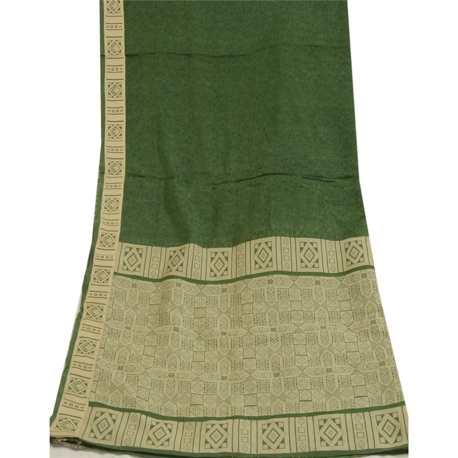 Sanskriti Vintage Long Dupatta Stole 100% Pure Silk Green Woven Wrap Scarves