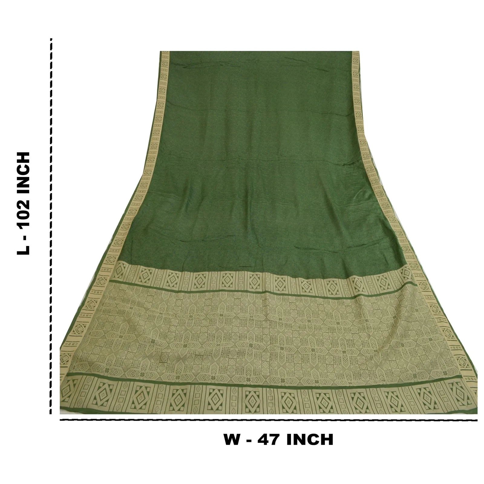 Sanskriti Vintage Long Dupatta Stole 100% Pure Silk Green Woven Wrap Scarves