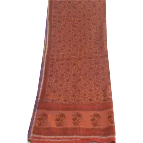 Sanskriti Vintage Long Dupatta Stole Cotton Silk Peach Hand Beaded Woven Scarves