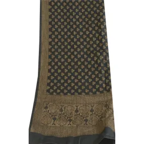 Sanskriti Vintage Long Dupatta Stole Pure Cotton Black Hijab Woven Scarves