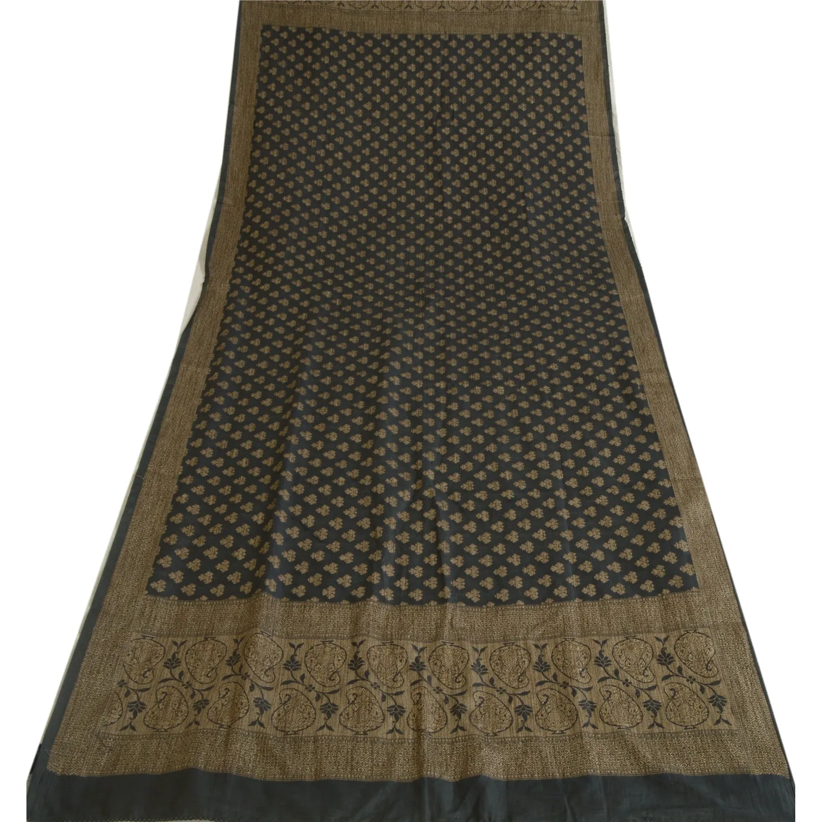 Sanskriti Vintage Long Dupatta Stole Pure Cotton Black Hijab Woven Scarves