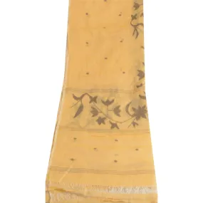 Sanskriti Vintage Long Dupatta Stole Pure Cotton Cream Hand-Woven Tant Scarves