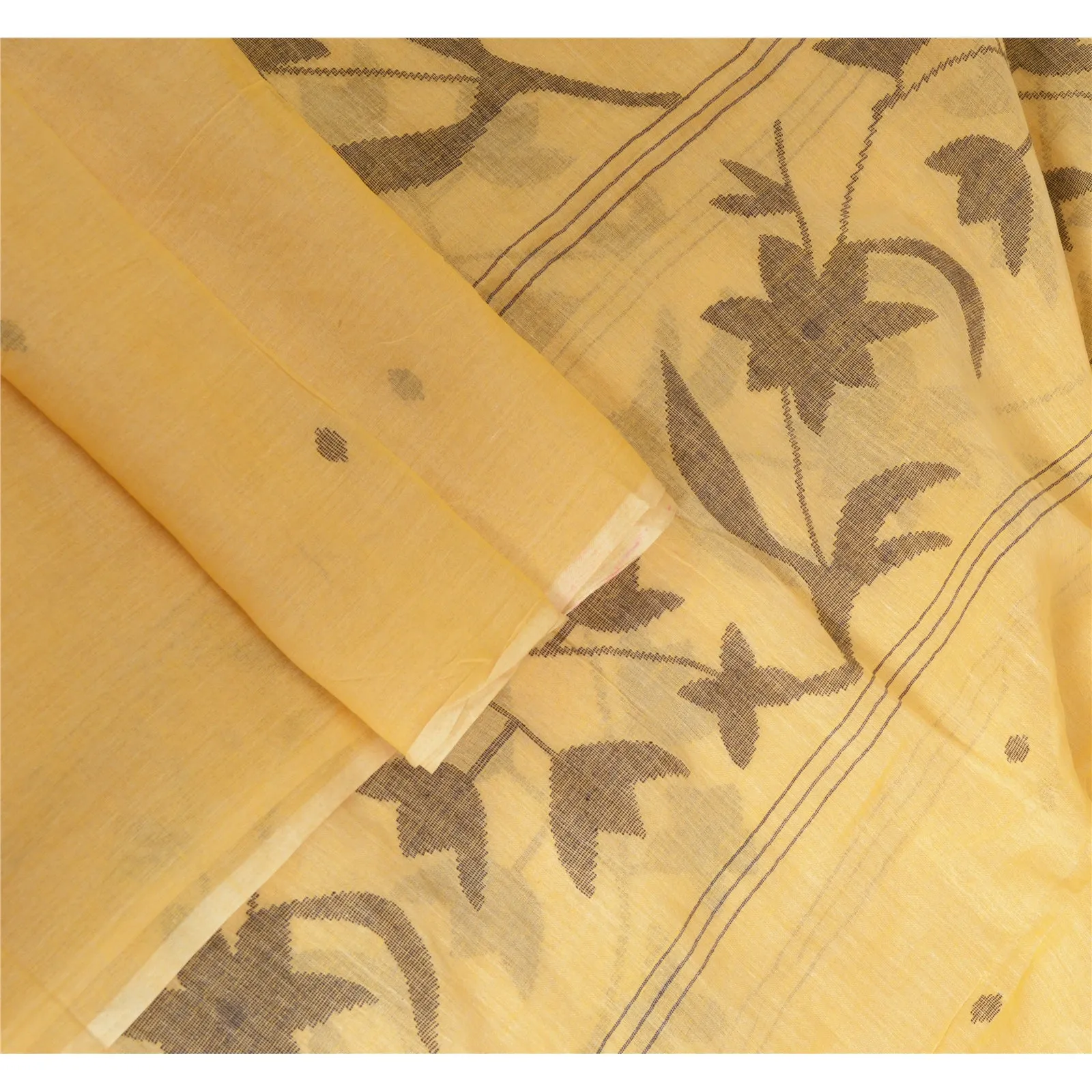 Sanskriti Vintage Long Dupatta Stole Pure Cotton Cream Hand-Woven Tant Scarves