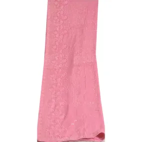 Sanskriti Vintage Long Pink Dupatta/Stole Georgette Hijab Embroidered Scarves