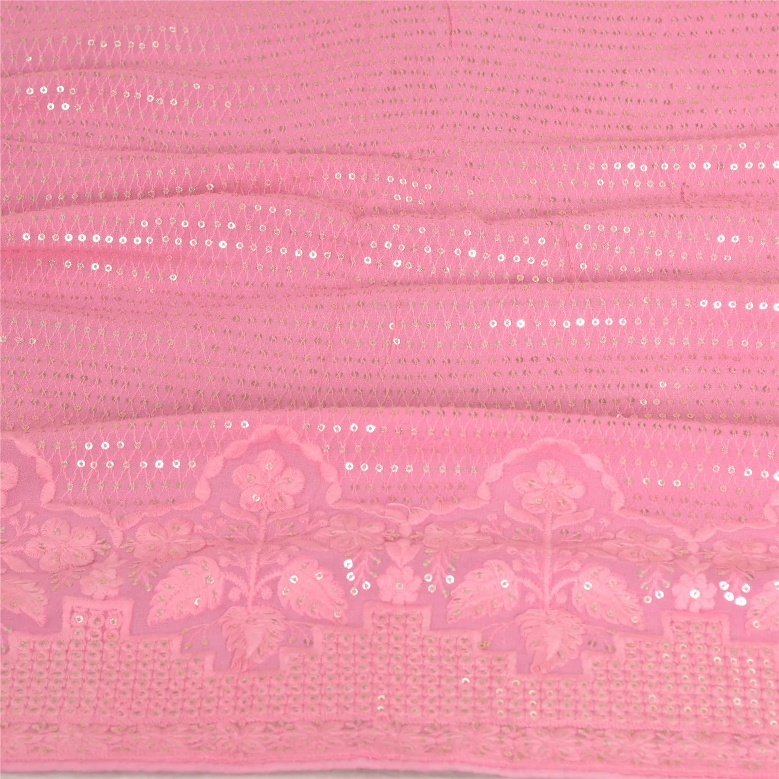 Sanskriti Vintage Long Pink Dupatta/Stole Georgette Hijab Embroidered Scarves