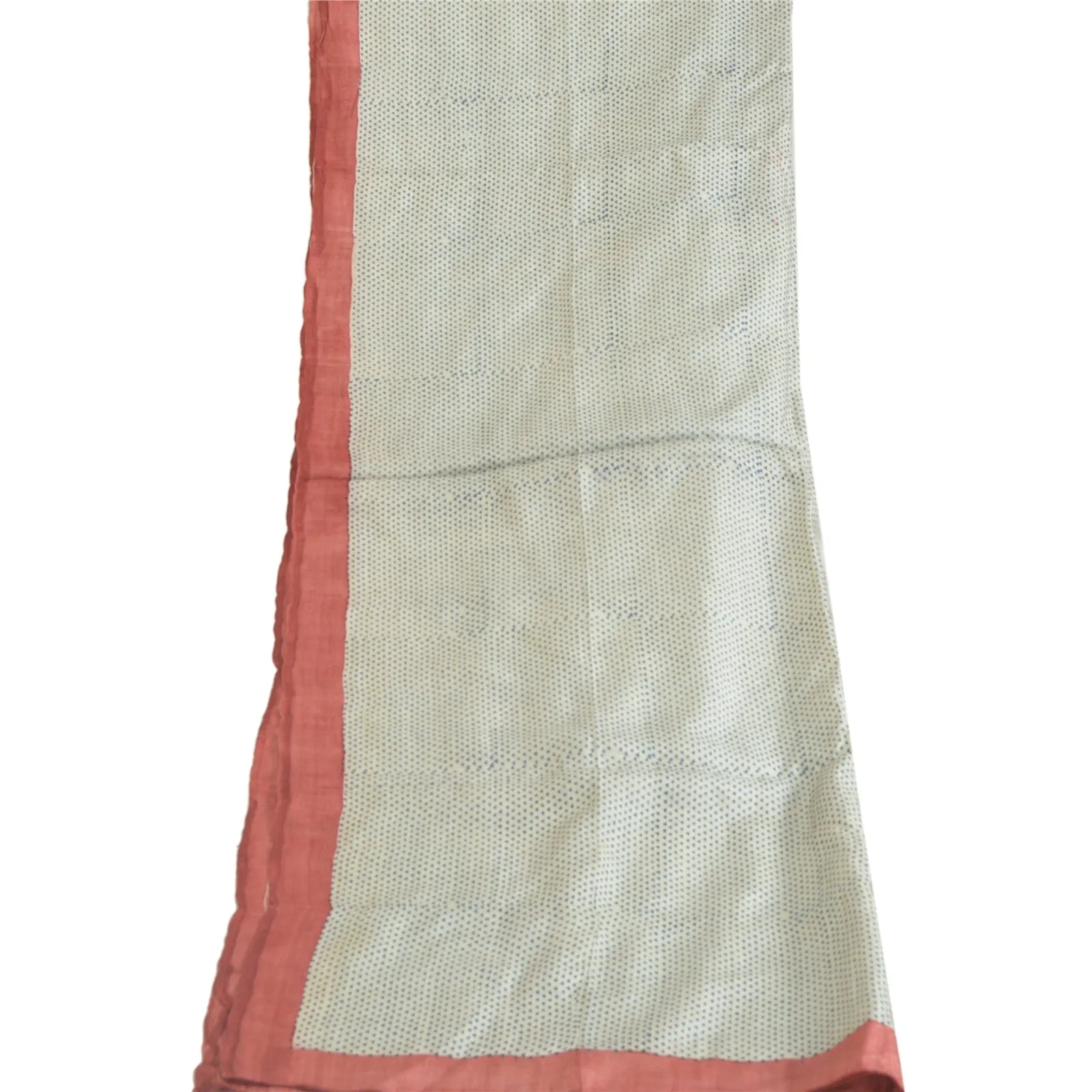 Sanskriti Vintage White Long Dupatta Stole 100% Pure Silk Printed Wrap Scarves