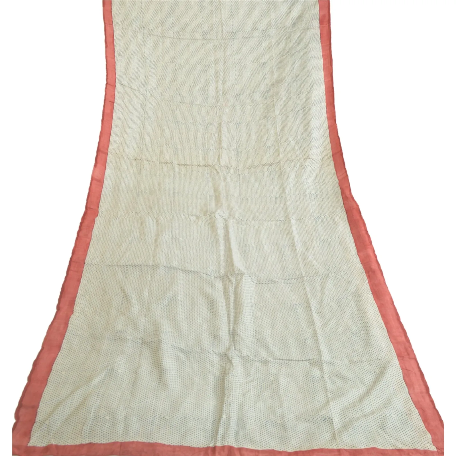 Sanskriti Vintage White Long Dupatta Stole 100% Pure Silk Printed Wrap Scarves