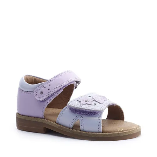 Seashore Lilac iridescent leather girls rip-tape sandals