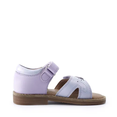 Seashore Lilac iridescent leather girls rip-tape sandals