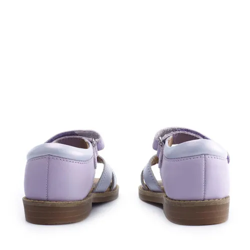 Seashore Lilac iridescent leather girls rip-tape sandals