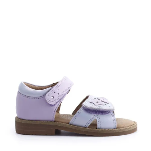 Seashore Lilac iridescent leather girls rip-tape sandals