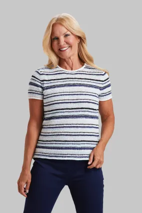 Striped Short Sleeve Knit Crew