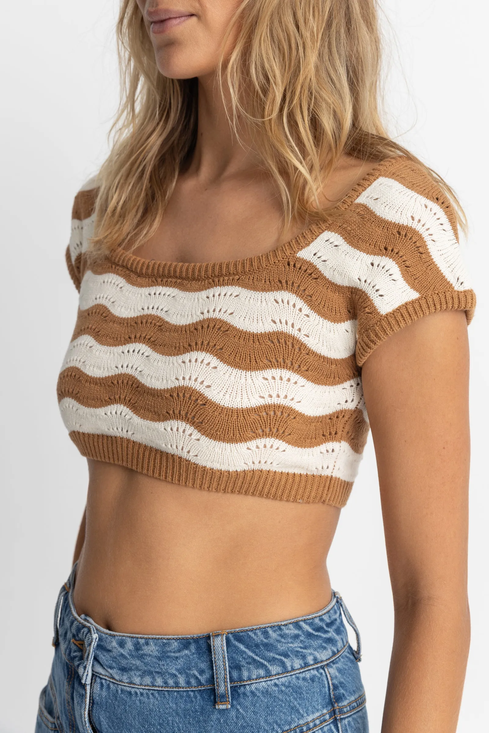 Sunshine Cap Sleeve Top Cacao Stripe