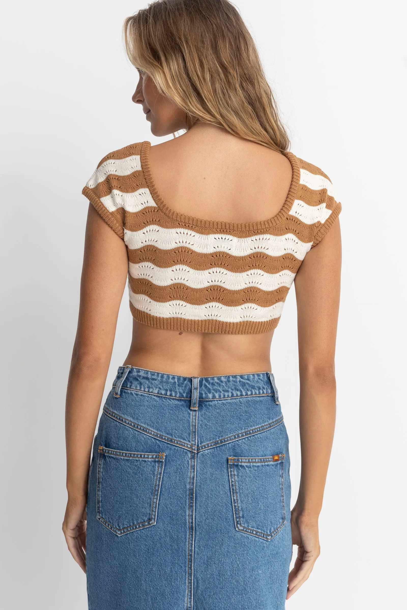 Sunshine Cap Sleeve Top Cacao Stripe