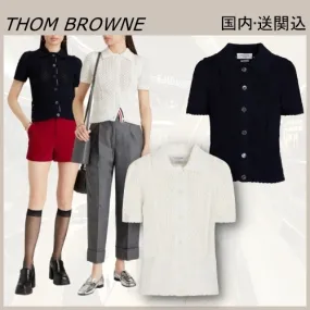 THOM BROWNE  |Casual Style Plain Cotton Short Sleeves Office Style