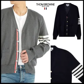 THOM BROWNE  |Unisex Street Style Plain Logo Designers Cardigans