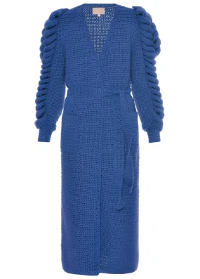 TRIPLE SLEEVES BLUE KNITTED COAT