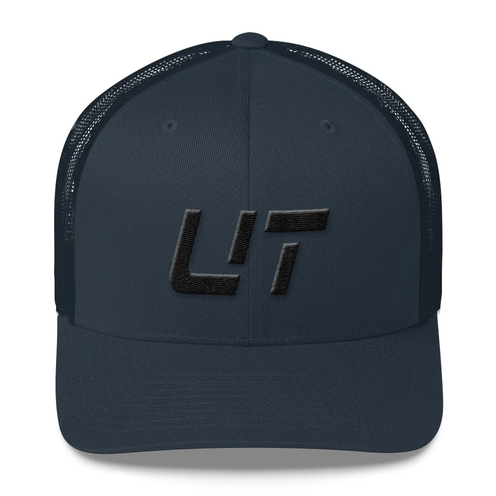 Utah - Mesh Back Trucker Cap - Black Embroidery - UT - Many Hat Color Options Available