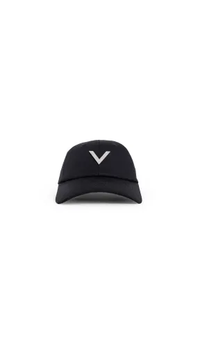 V Logo Baseball Cap - Black