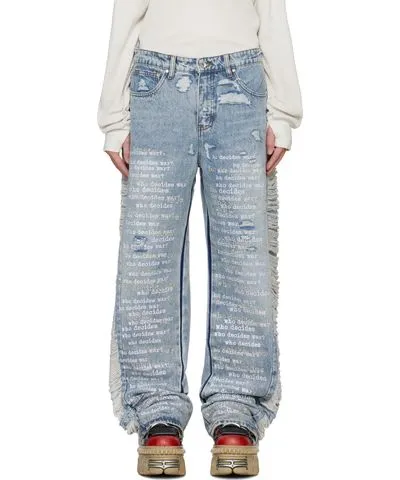 Who Decides War Blue Ultra Flare Scripture Jeans