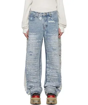 Who Decides War Blue Ultra Flare Scripture Jeans