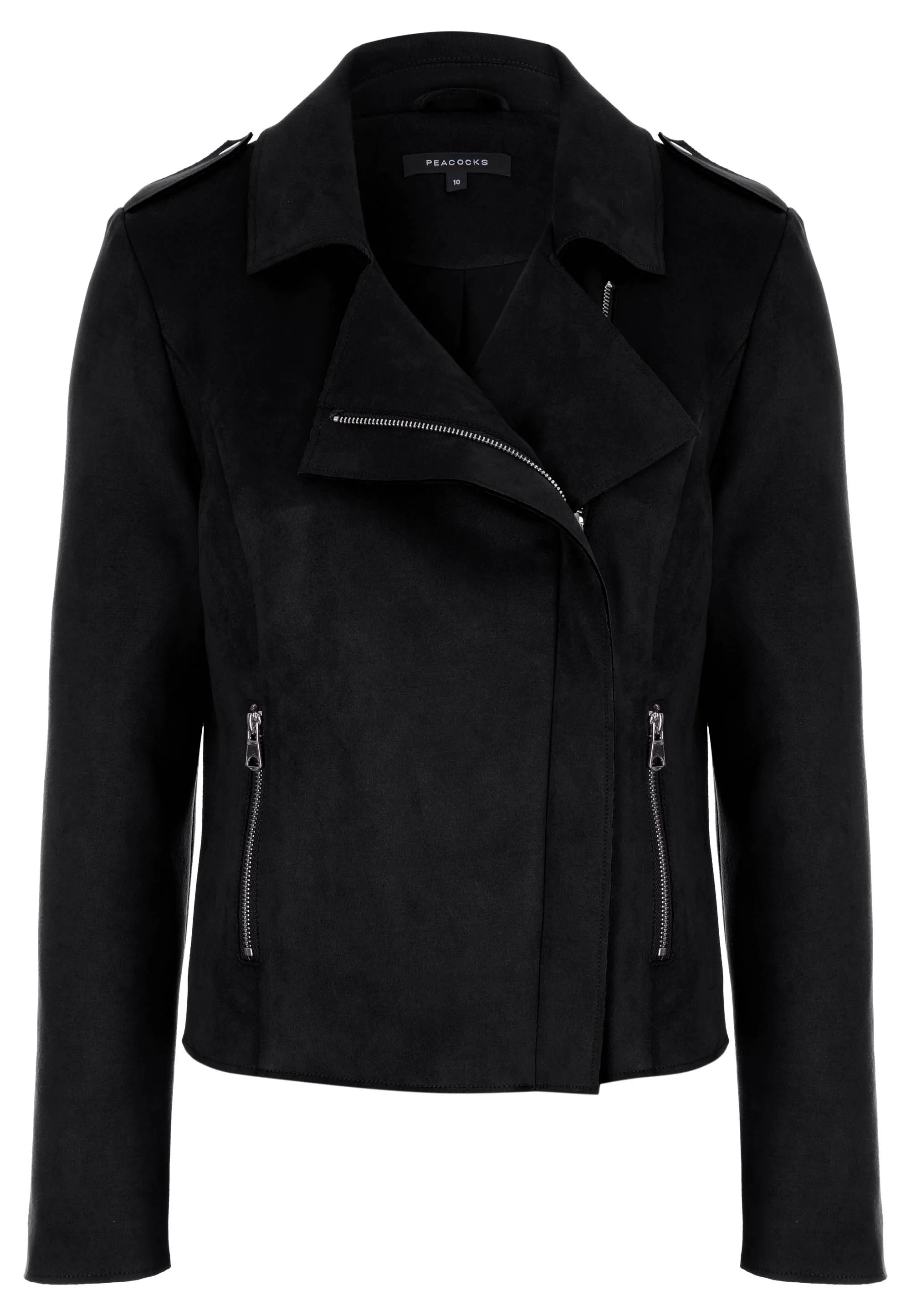 Womens Black Suedette Biker Jacket