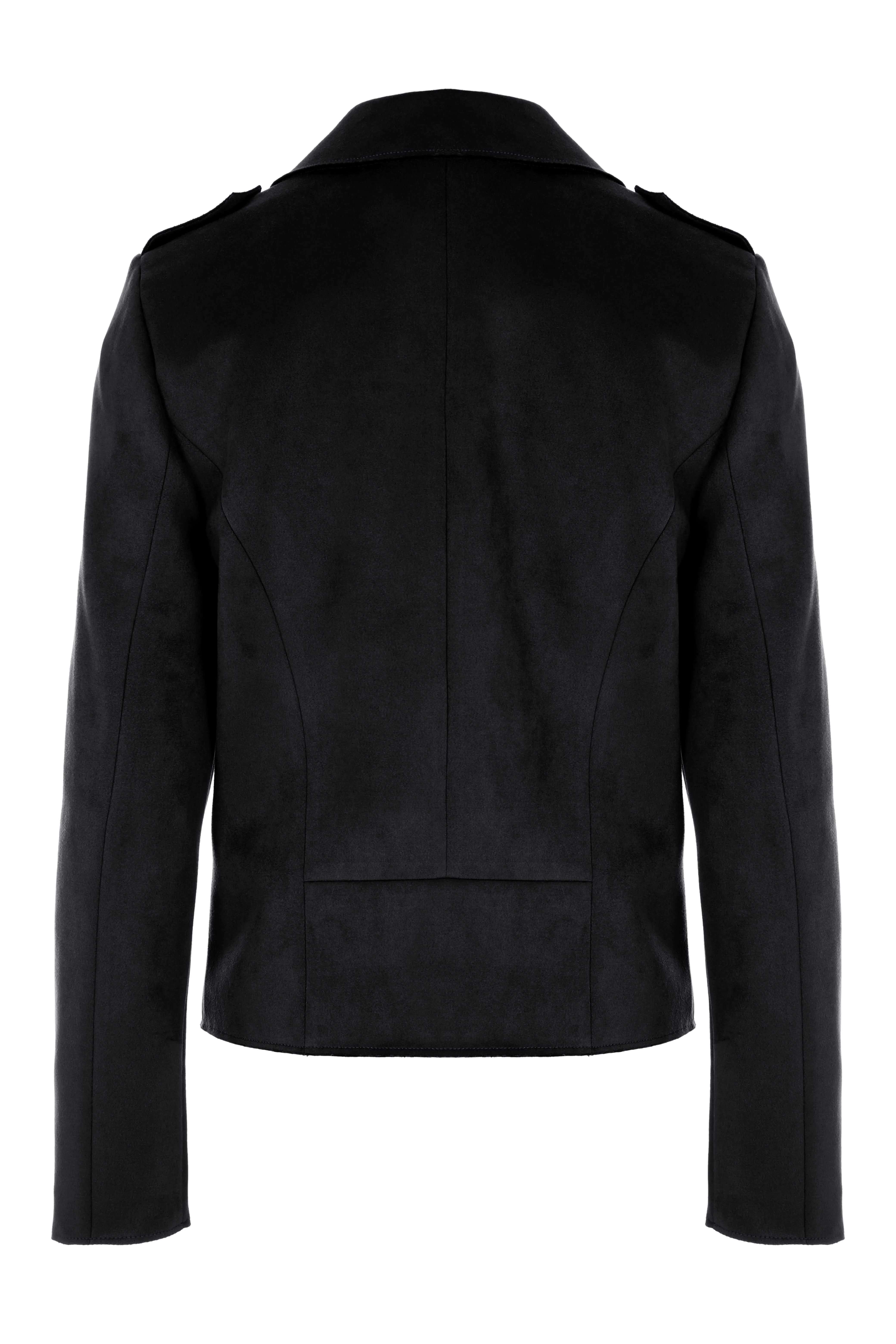 Womens Black Suedette Biker Jacket