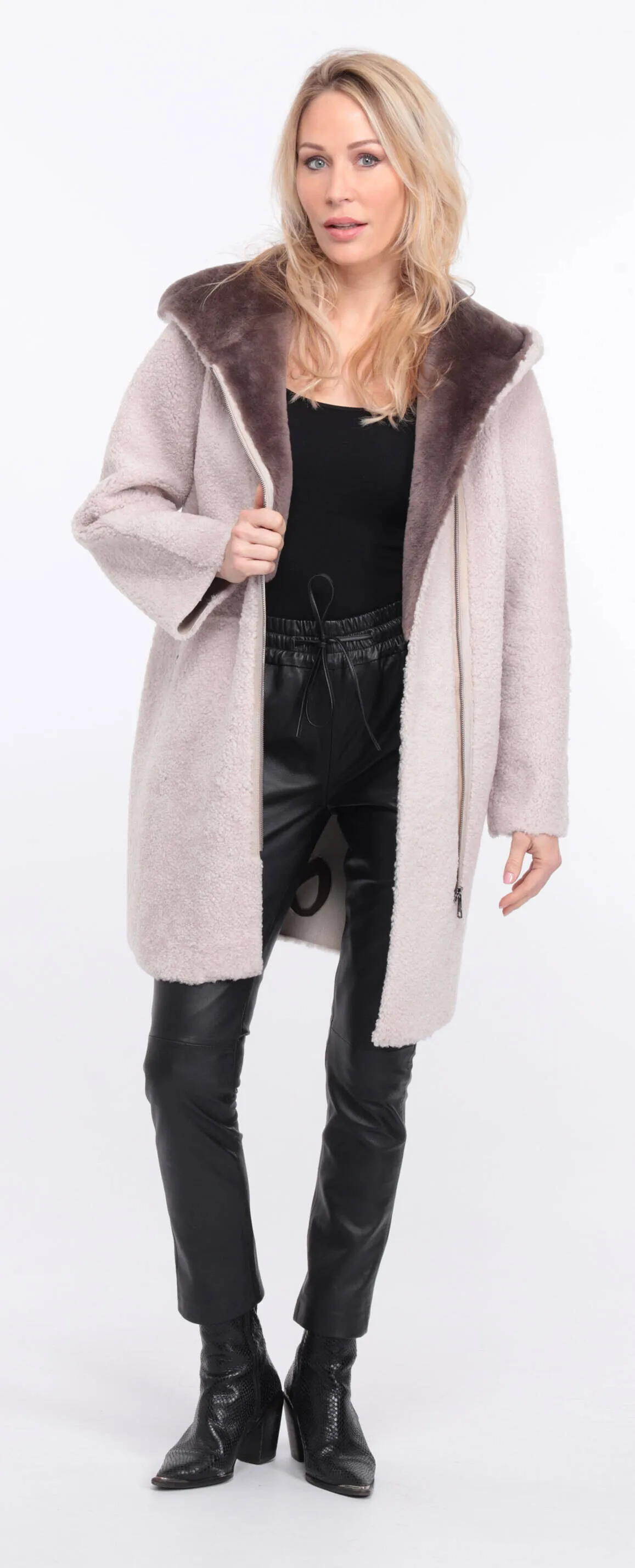 Women's ecru sheepskin coat valere