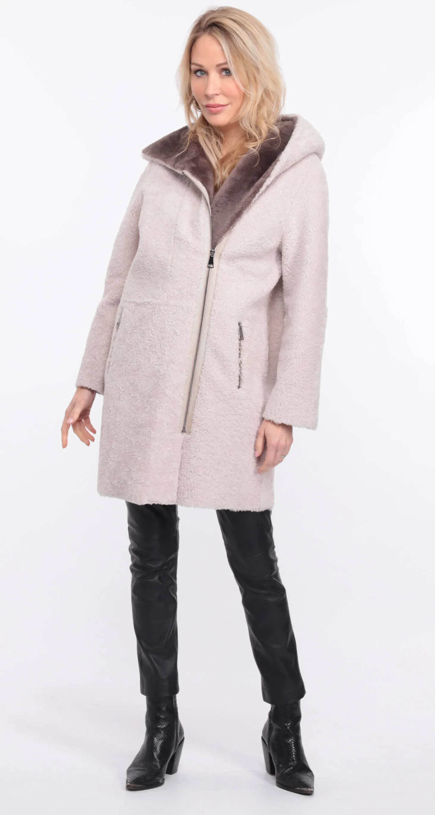 Women's ecru sheepskin coat valere