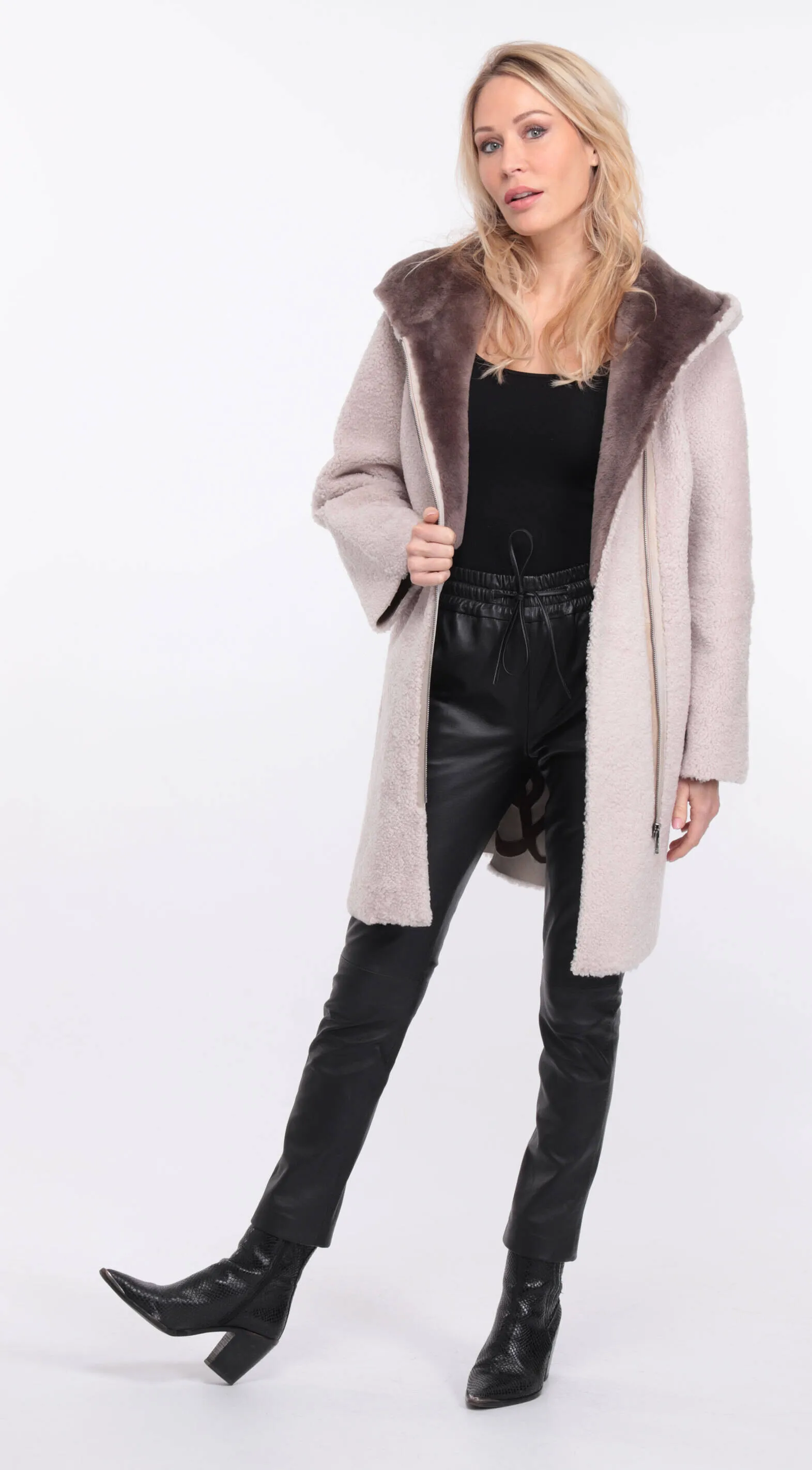 Women's ecru sheepskin coat valere