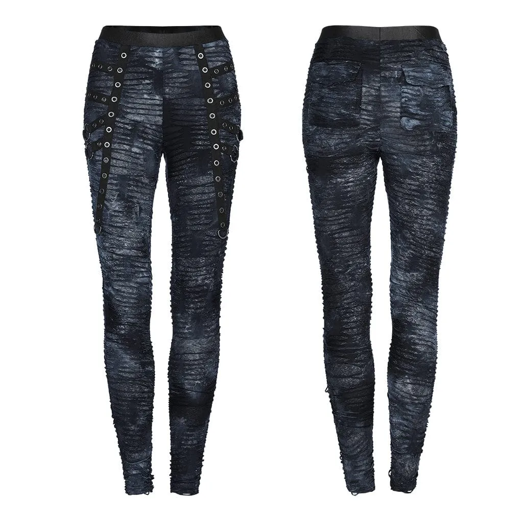 Women's Punk Tie-dyed Ripped Leggings