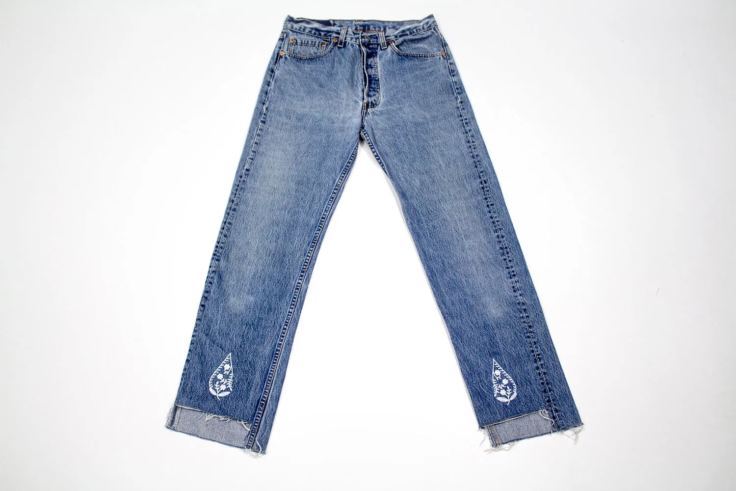 Women’s Vintage Denim Levis Bottom Pant with Embroidery