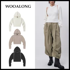 WOOALONG  |Casual Style Street Style Long Sleeves Plain Co-ord Logo