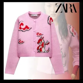 ZARA  |Casual Style Long Sleeves Other Animal Patterns Office Style